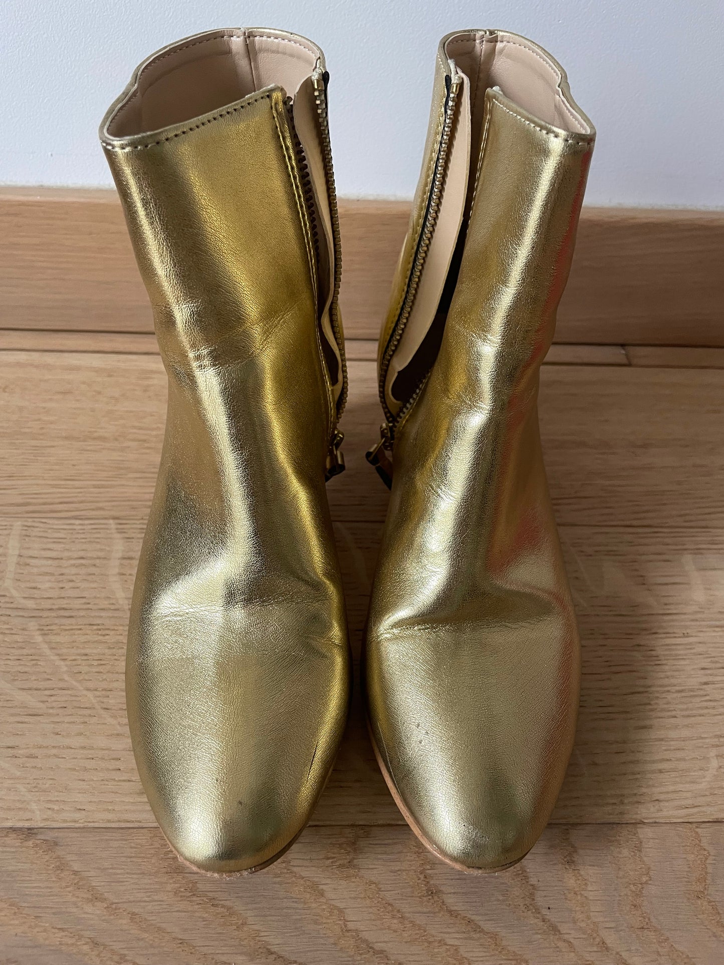 Golden ankle boots