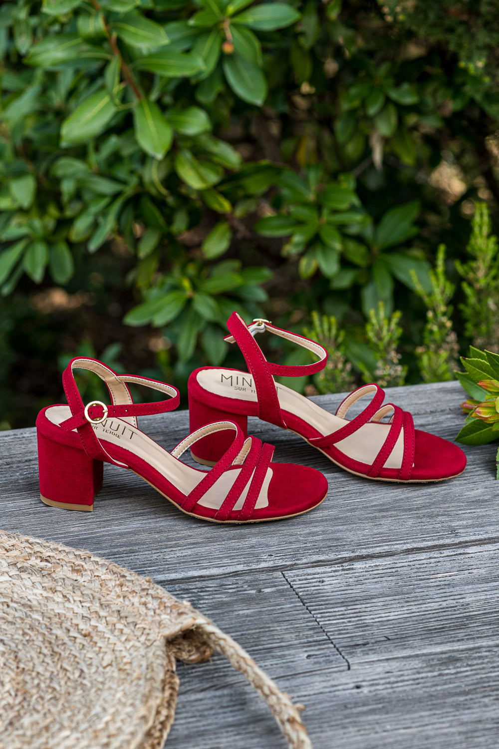 Sandales à talons rouges écologiques vegan femme Abbartello Minuit sur Terre