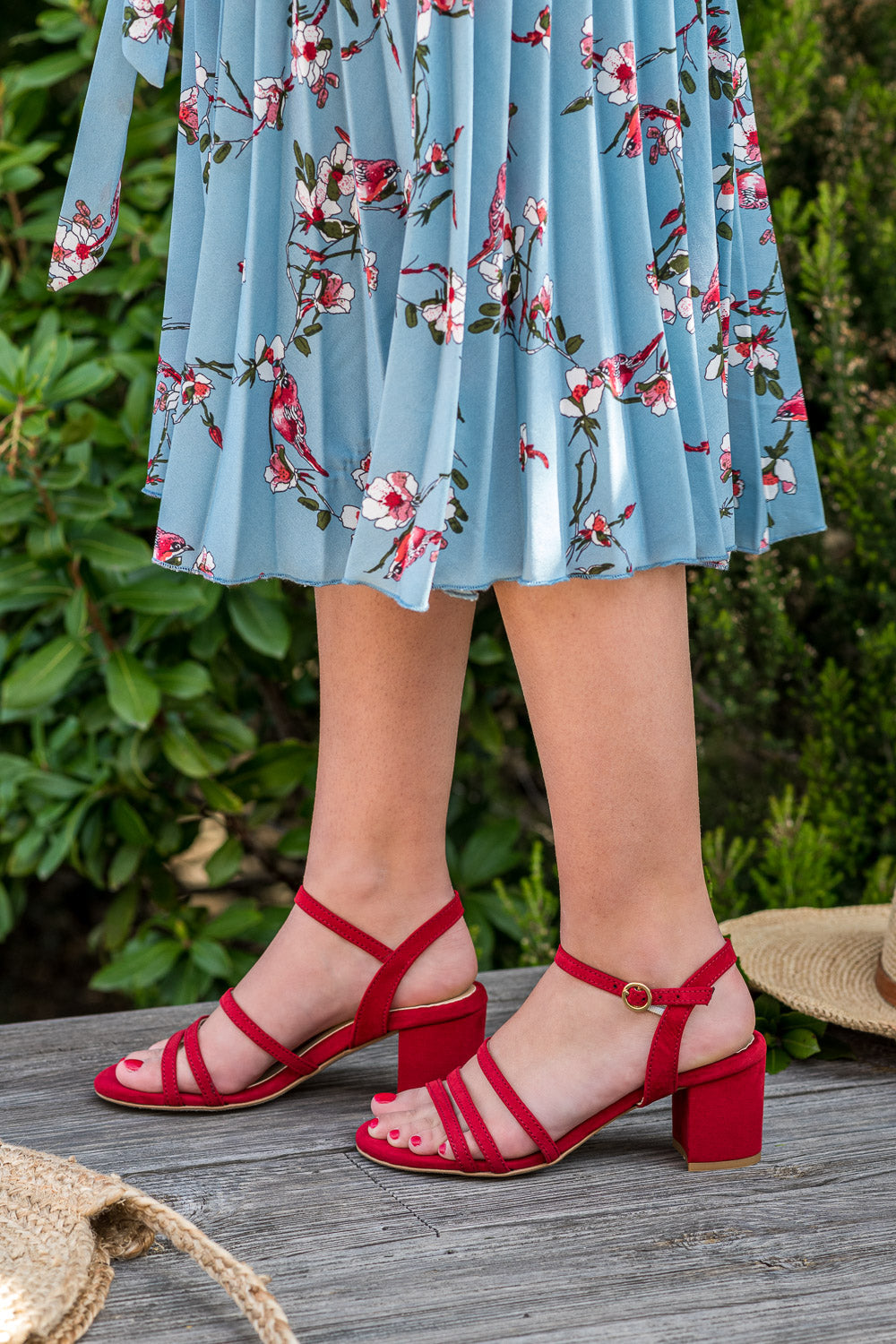 Sandales à talons rouges écologiques vegan femme Abbartello Minuit sur Terre