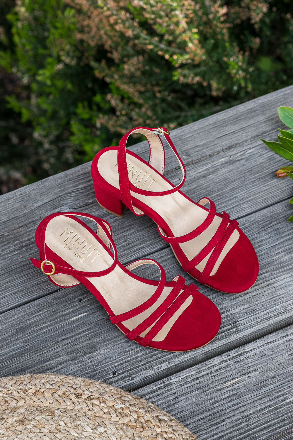 Sandales à talons rouges écologiques vegan femme Abbartello Minuit sur Terre