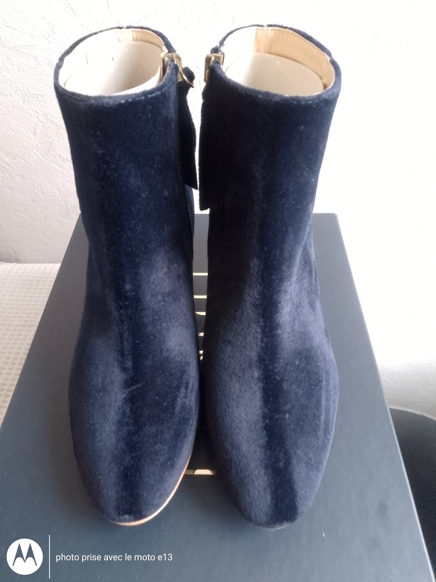 Bottines Syrah en velours bleu