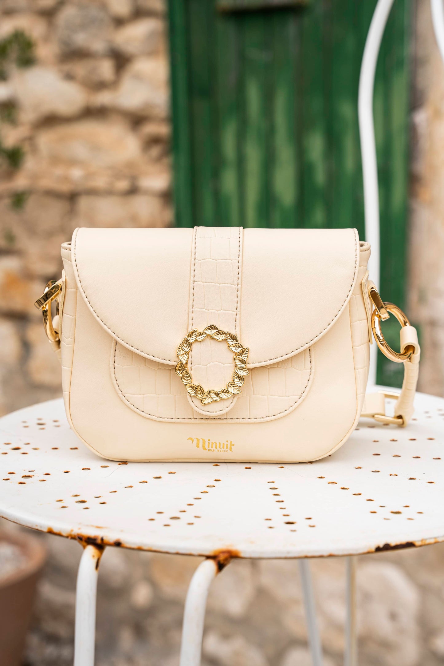 Sac à main crème imitation crocodile pour femme écoresponsable recyclé femme Mira Minuit sur Terre