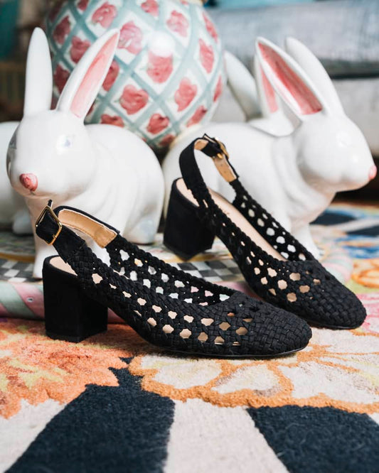 Sandales à talons noir vegan