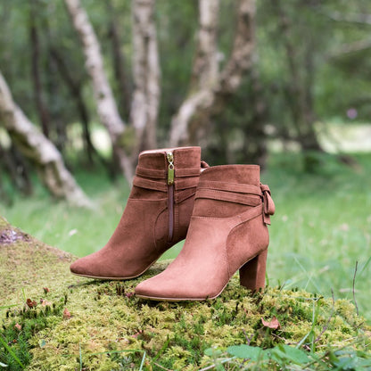 Bottines femmes écologiques vegan à talon marron Sycomore Noisette Minuit sur Terre