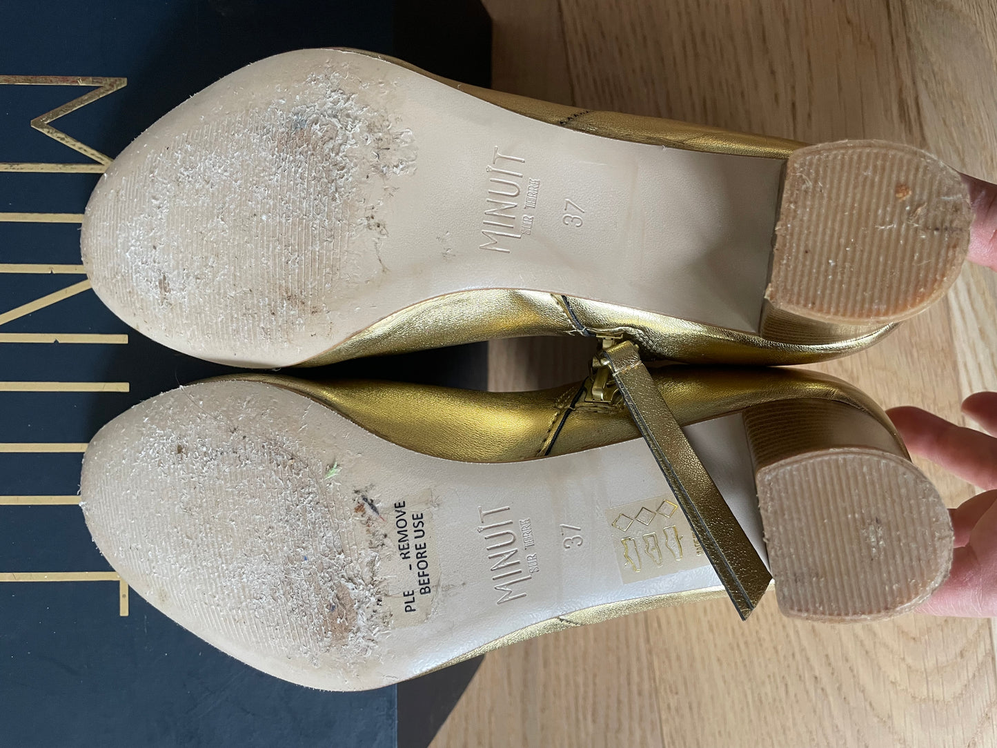 Golden ankle boots