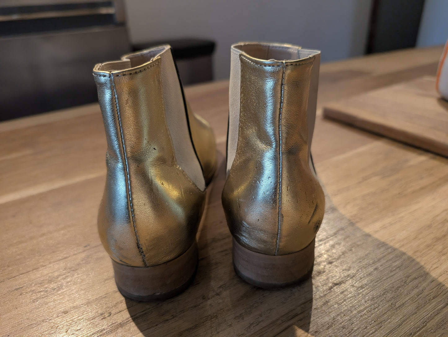 Golden ankle boots