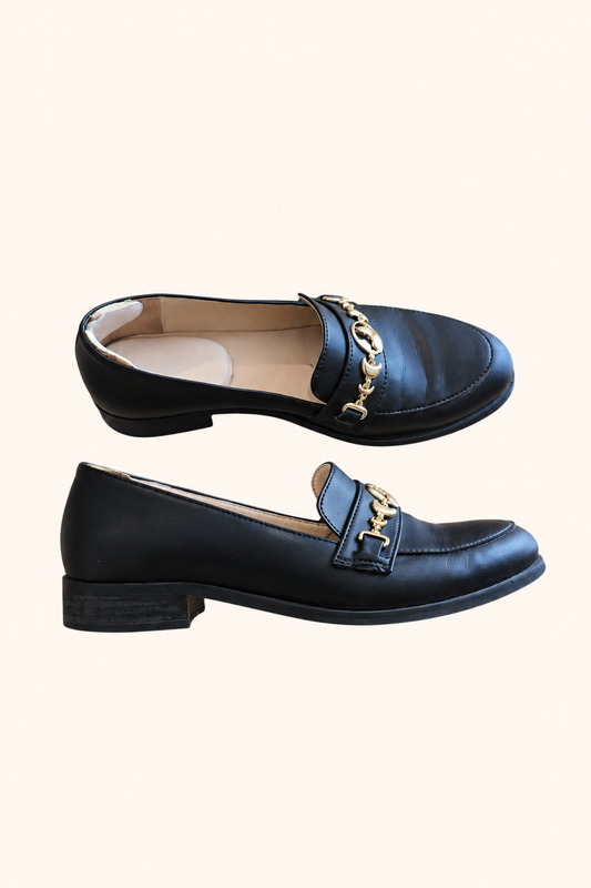 Mocassins noirs Symbole doré