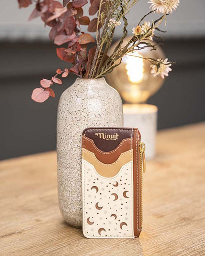 Porte cartes marron beige écologique