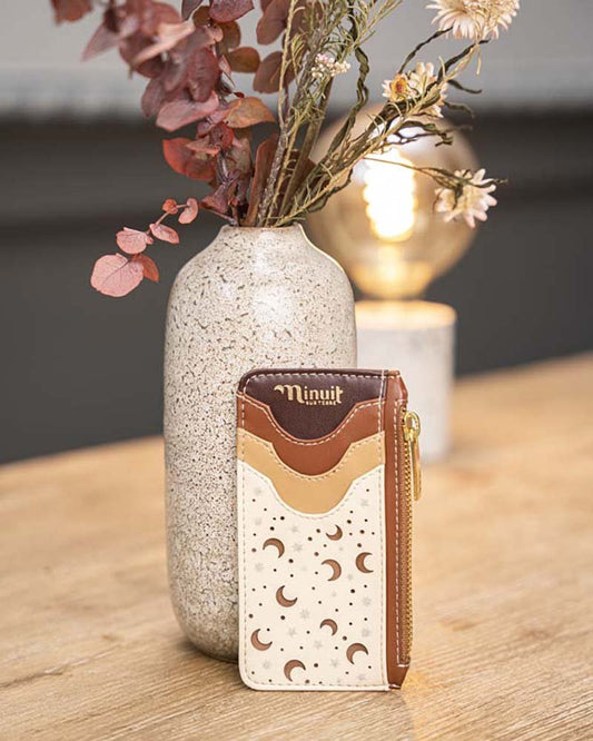 Porte cartes marron beige écologique