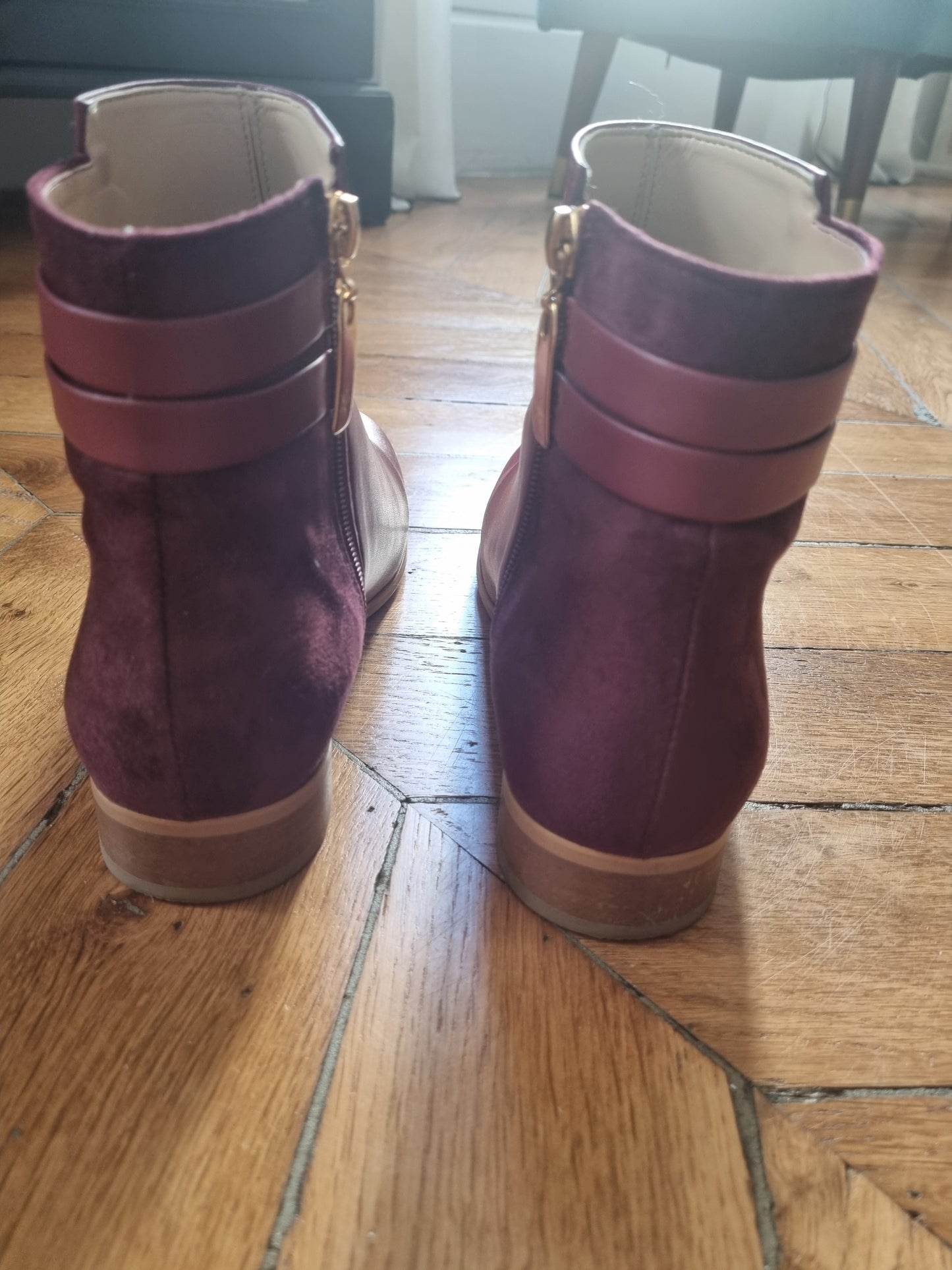 Bottines plates bordeaux