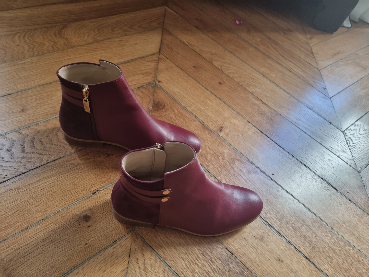Bottines plates bordeaux