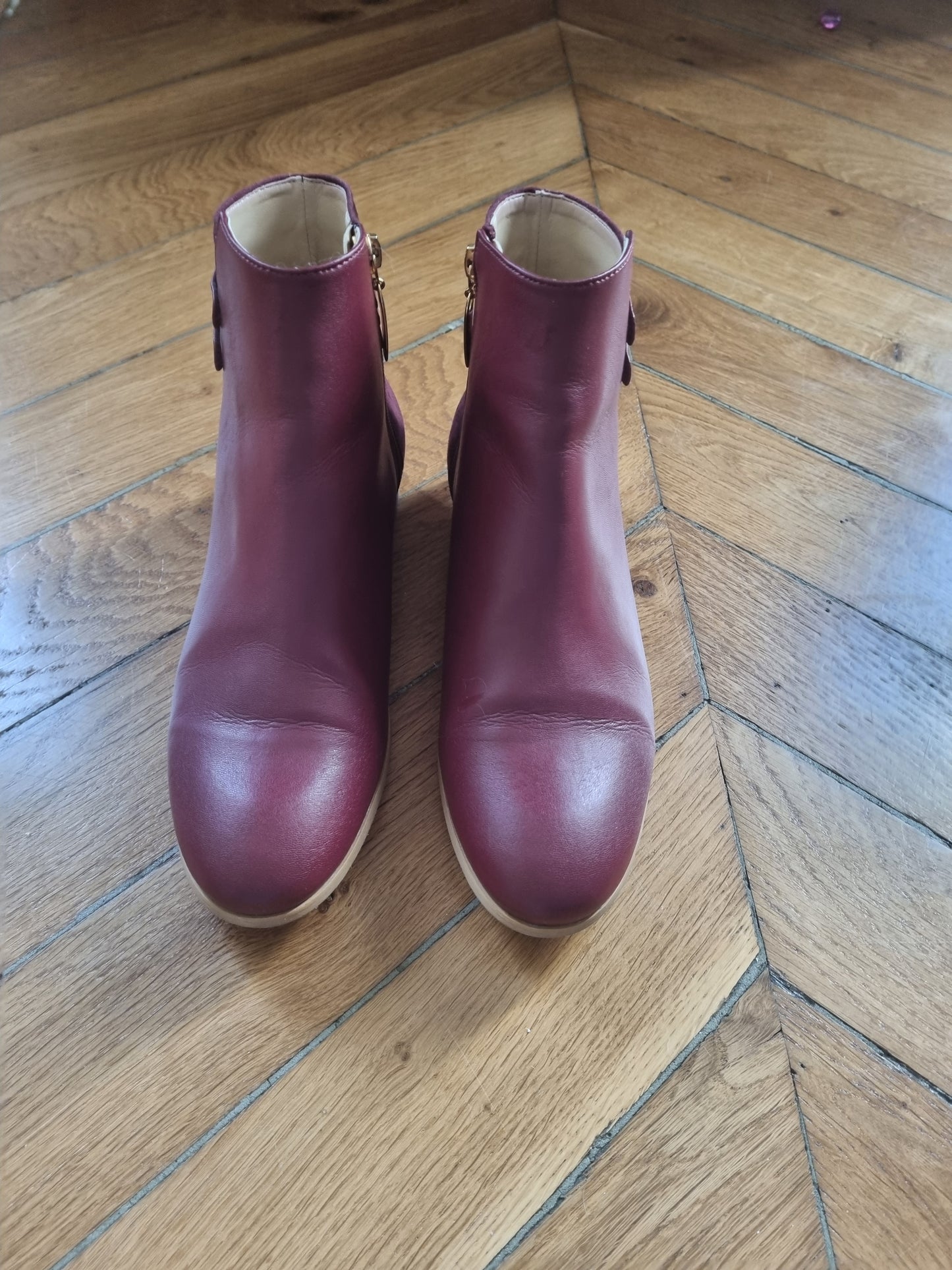 Bottines plates bordeaux