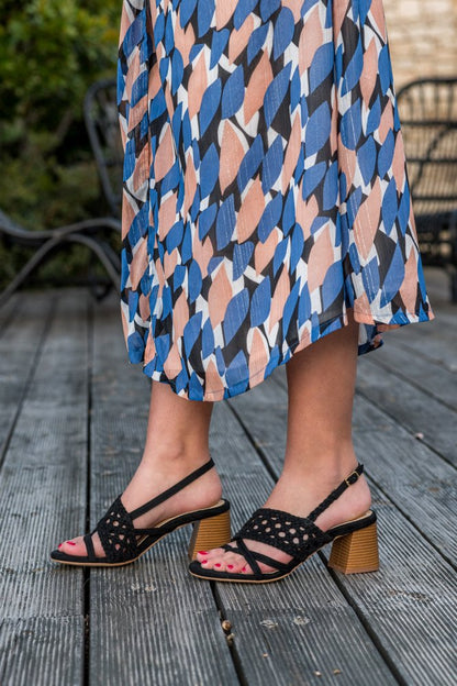 Sandales à talons écologiques vegan noires pour femme Nepita Minuit sur Terre