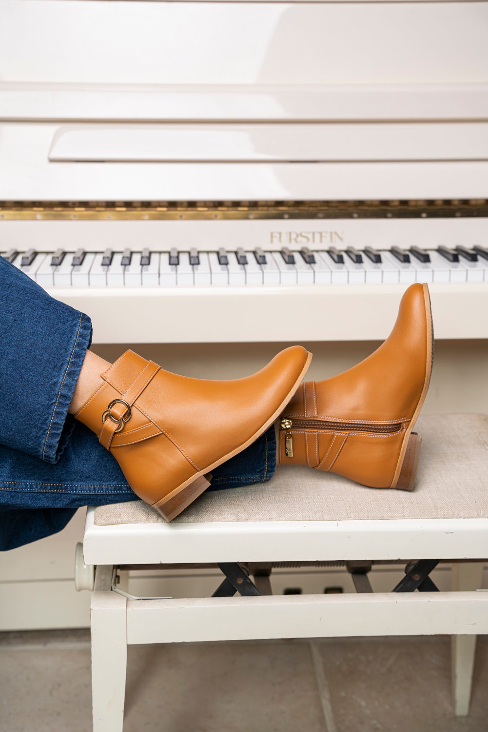 Bottines plates marrons camel écologiques vegan recyclées pour femme Cérès Minuit sur Terre