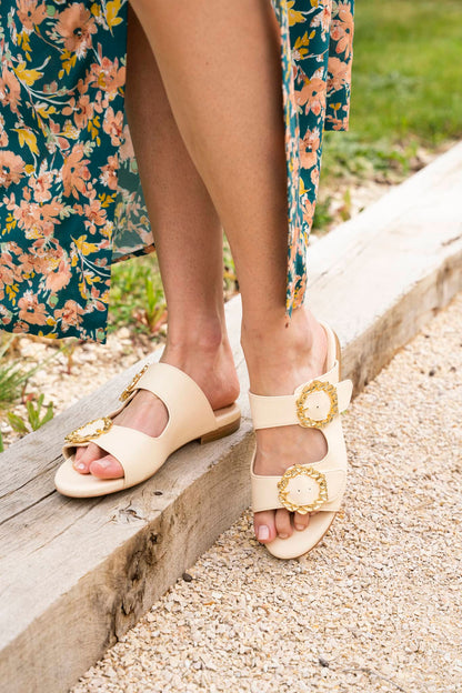 Mules blanc crème pour femme vegan écologiques recyclées Sisteron Minuit sur Terre