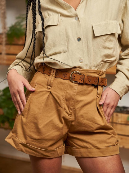 Ceinture marron noisette pour femme vegan écologique Folk Minuit sur Terre
