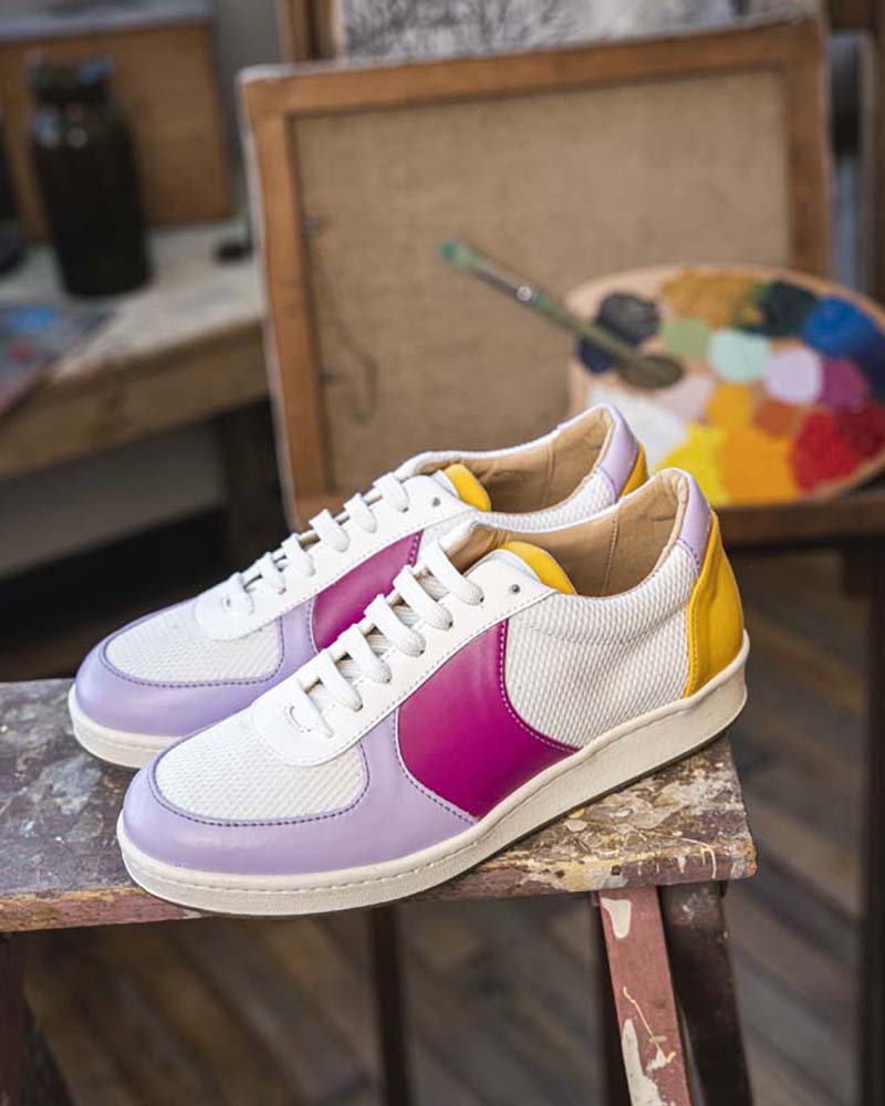Baskets femme violet jaune vegan