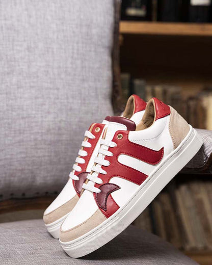 Baskets vegan femme blanc rouge