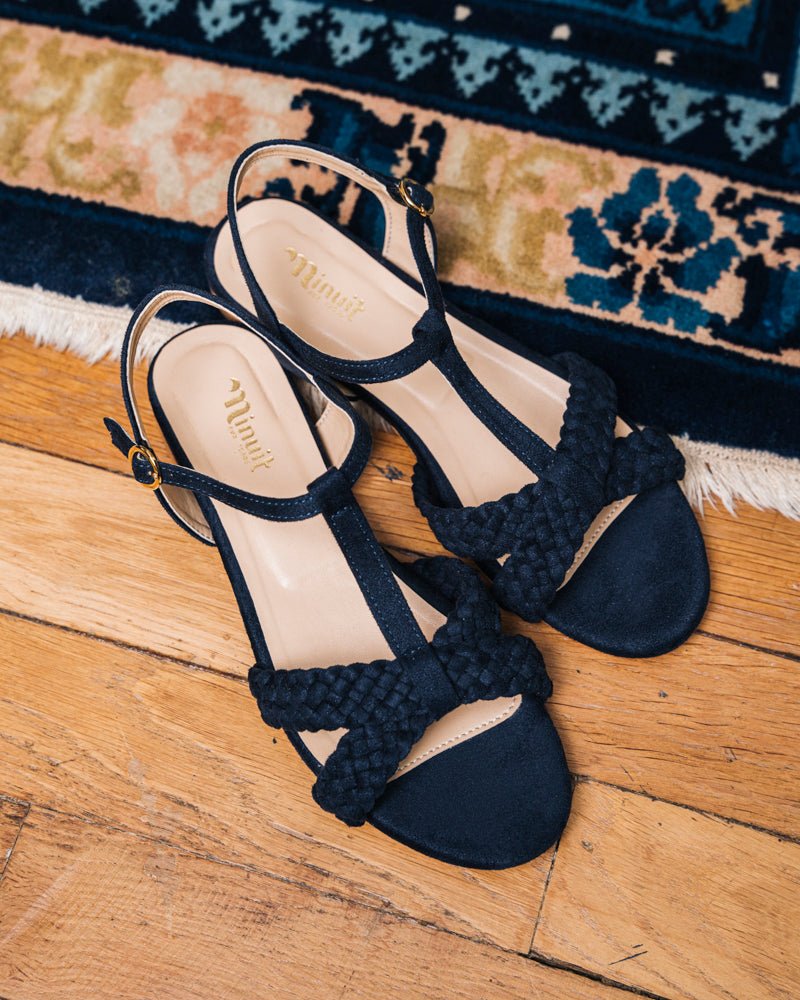 Sandales plates bleues Lou