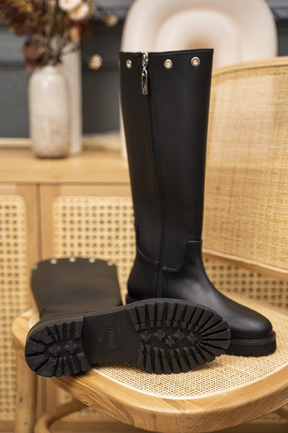 Bottes vegan femme noires écoresponsables recyclées Chartrons Minuit sur Terre