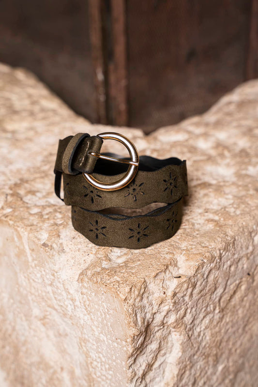 Ceinture vert kaki pour femme vegan écologique Folk Minuit sur Terre