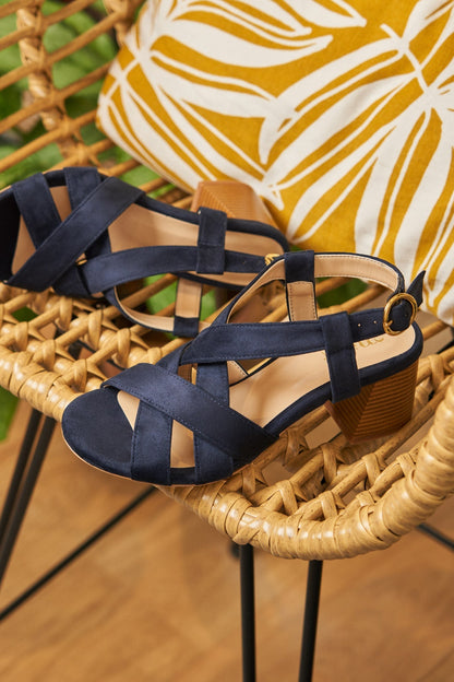 Sandales à talons bleues foncées pour femme écologiques recyclées et vegan Guarana Minuit sur Terre