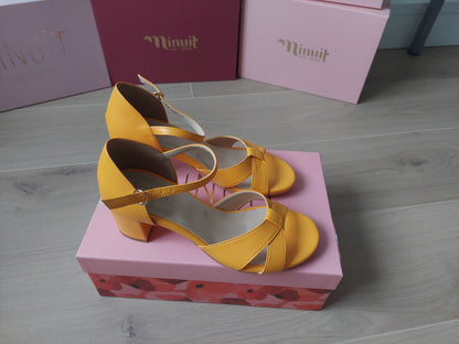 Yellow heeled sandals