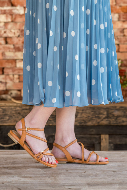 Sandales plates marrons camel femme Canistrelli Minuit sur Terre