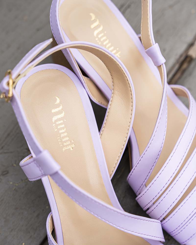 Sandales talons violet vegan