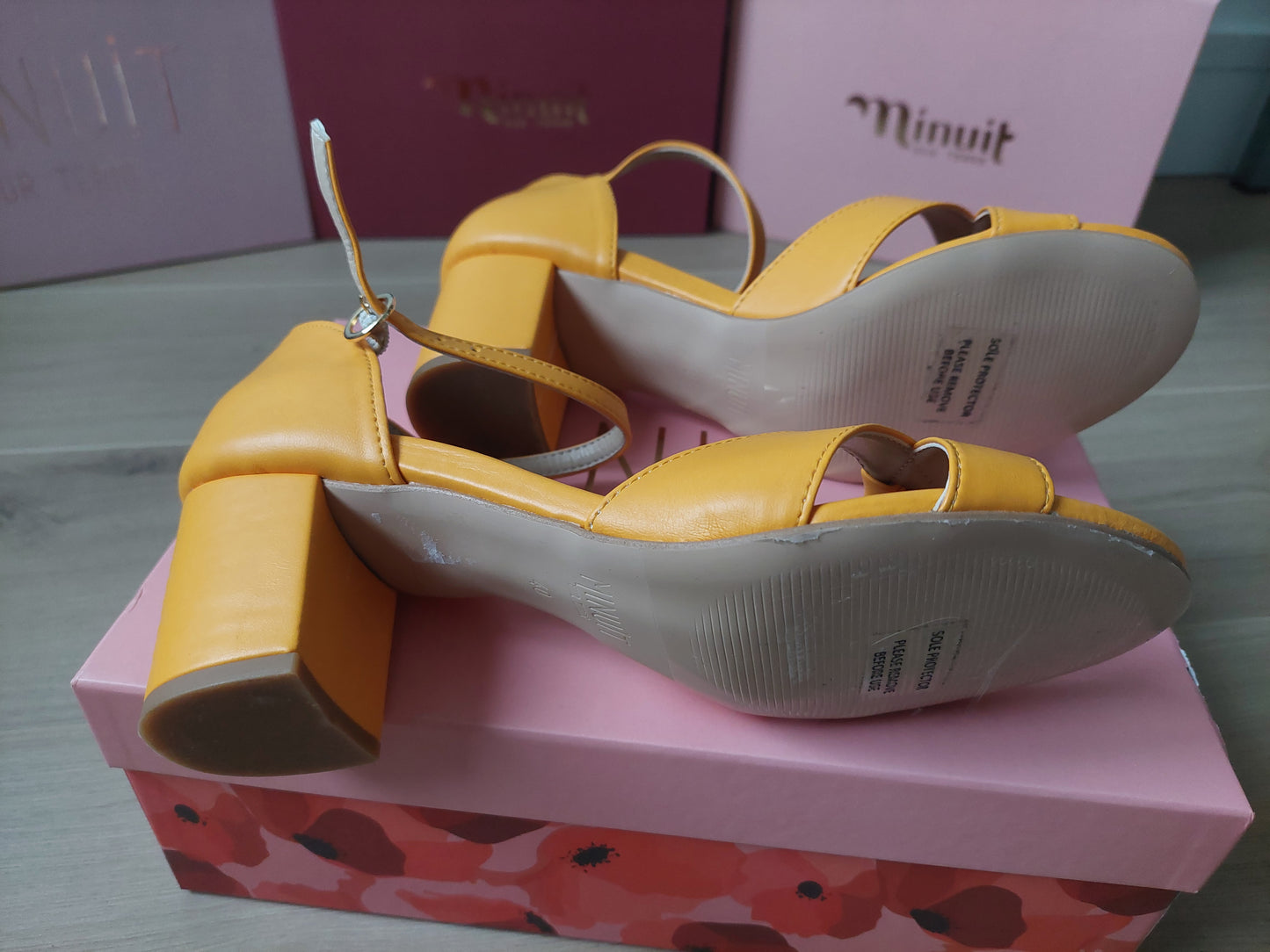 Yellow heeled sandals