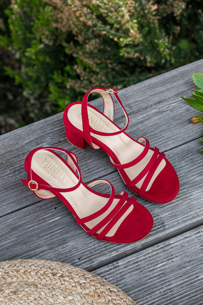 Sandales à talons rouges écologiques vegan femme Abbartello Minuit sur Terre