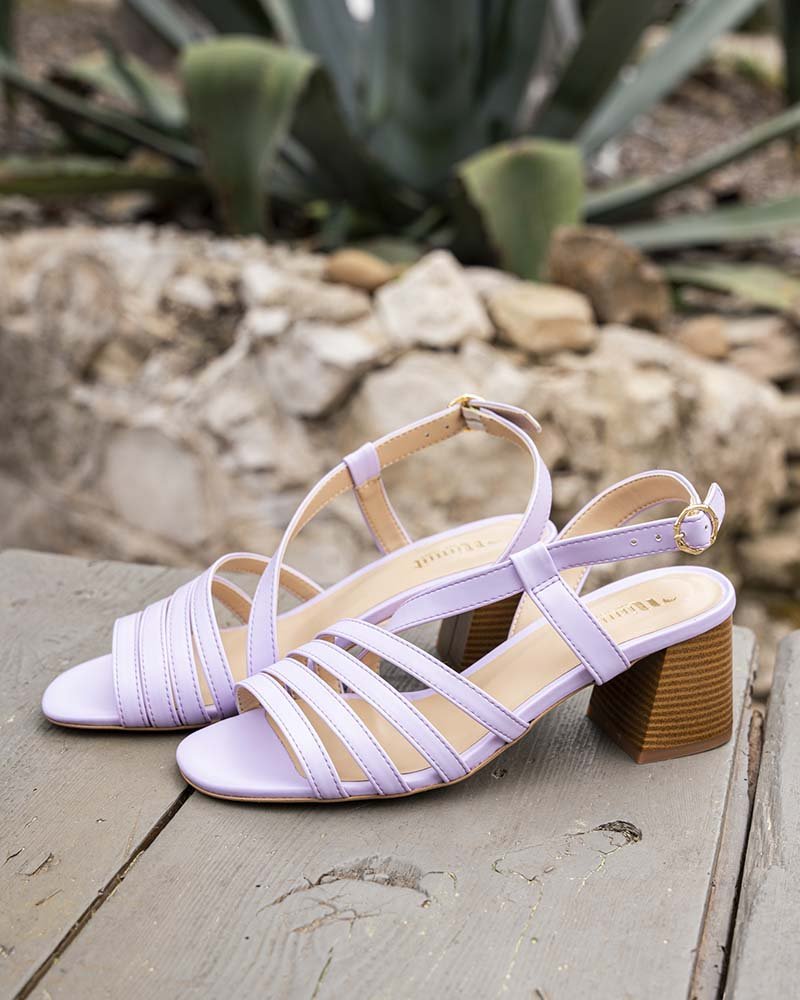 Sandales talons violet vegan