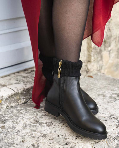 Bottines plates noires vegan