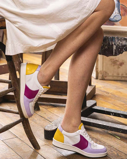Baskets femme violet jaune vegan