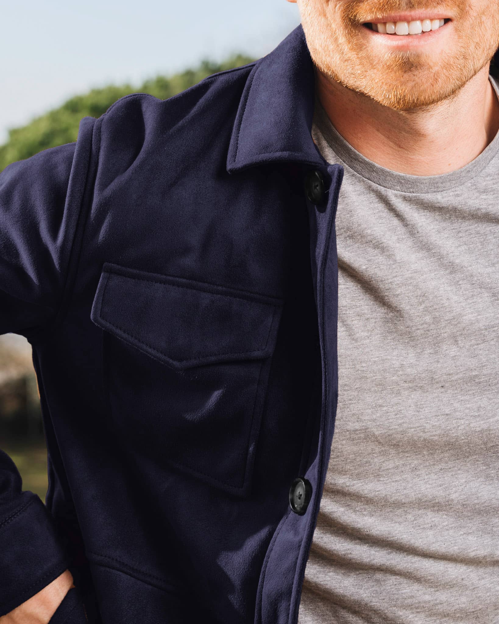 Veste homme bleu marine écoresponsable vegan Andréa Bleu Minuit par Minuit sur Terre