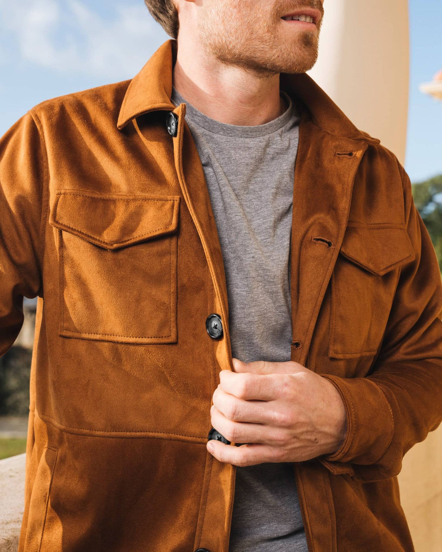 Veste homme marron écoresponsable vegan Andréa Noisette par Minuit sur Terre