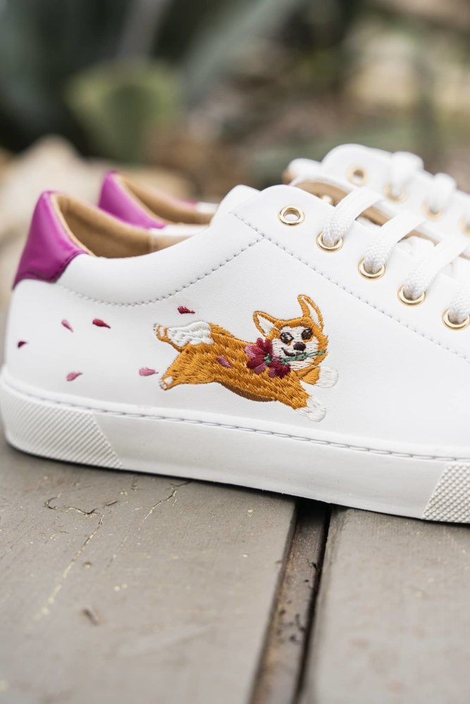 Virevolte brodées corgi femme écologiques recyclées vegan Virevolte Minuit sur Terre