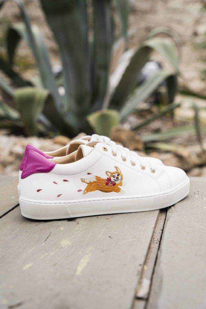 Virevolte brodées corgi femme écologiques recyclées vegan Virevolte Minuit sur Terre