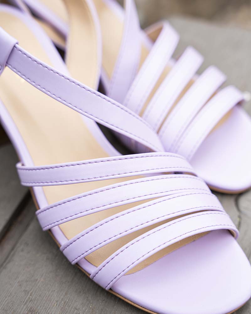 Sandales talons violet vegan