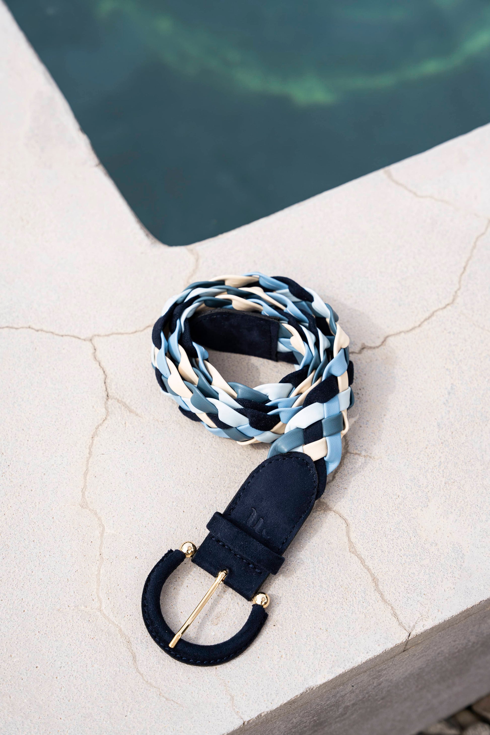 Ceinture bleue tressée pour femme vegan écologique recyclée Tressée Minuit sur Terre