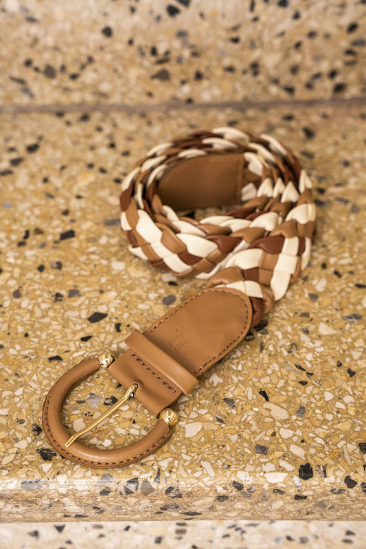 Ceinture tressée marron pour femme vegan écologique recyclée Tressée Minuit sur Terre