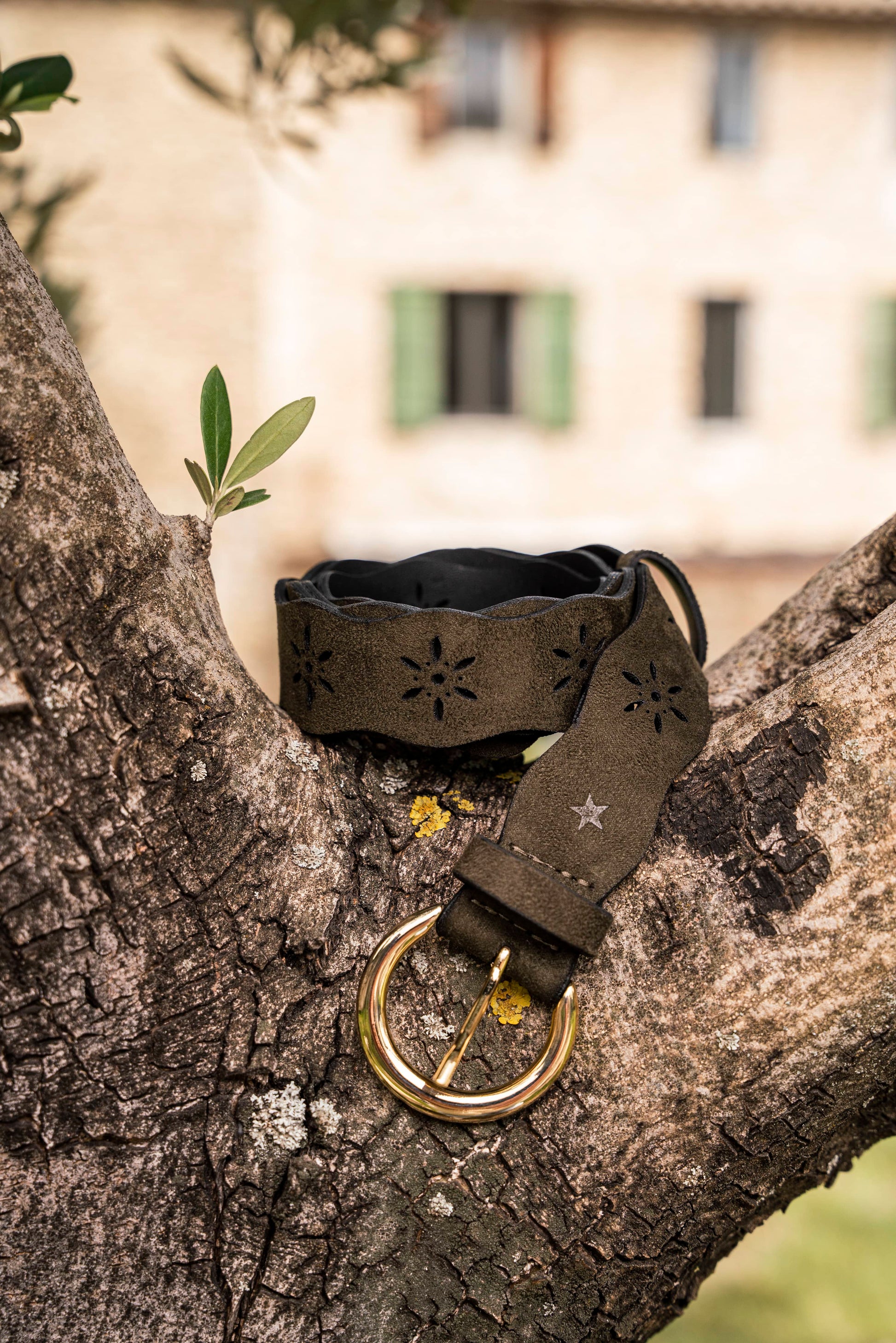 Ceinture vert kaki pour femme vegan écologique Folk Minuit sur Terre