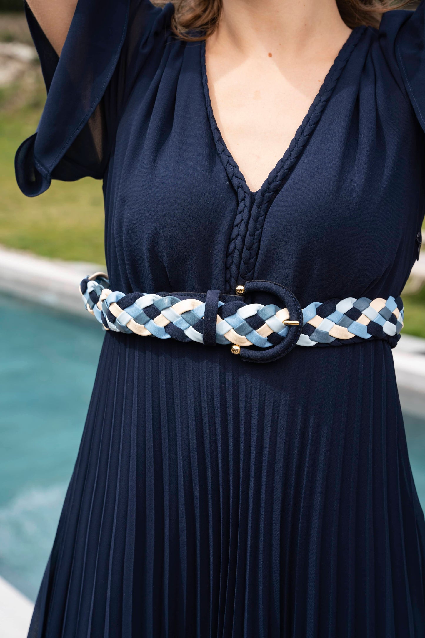 Ceinture bleue tressée pour femme vegan écologique recyclée Tressée Minuit sur Terre