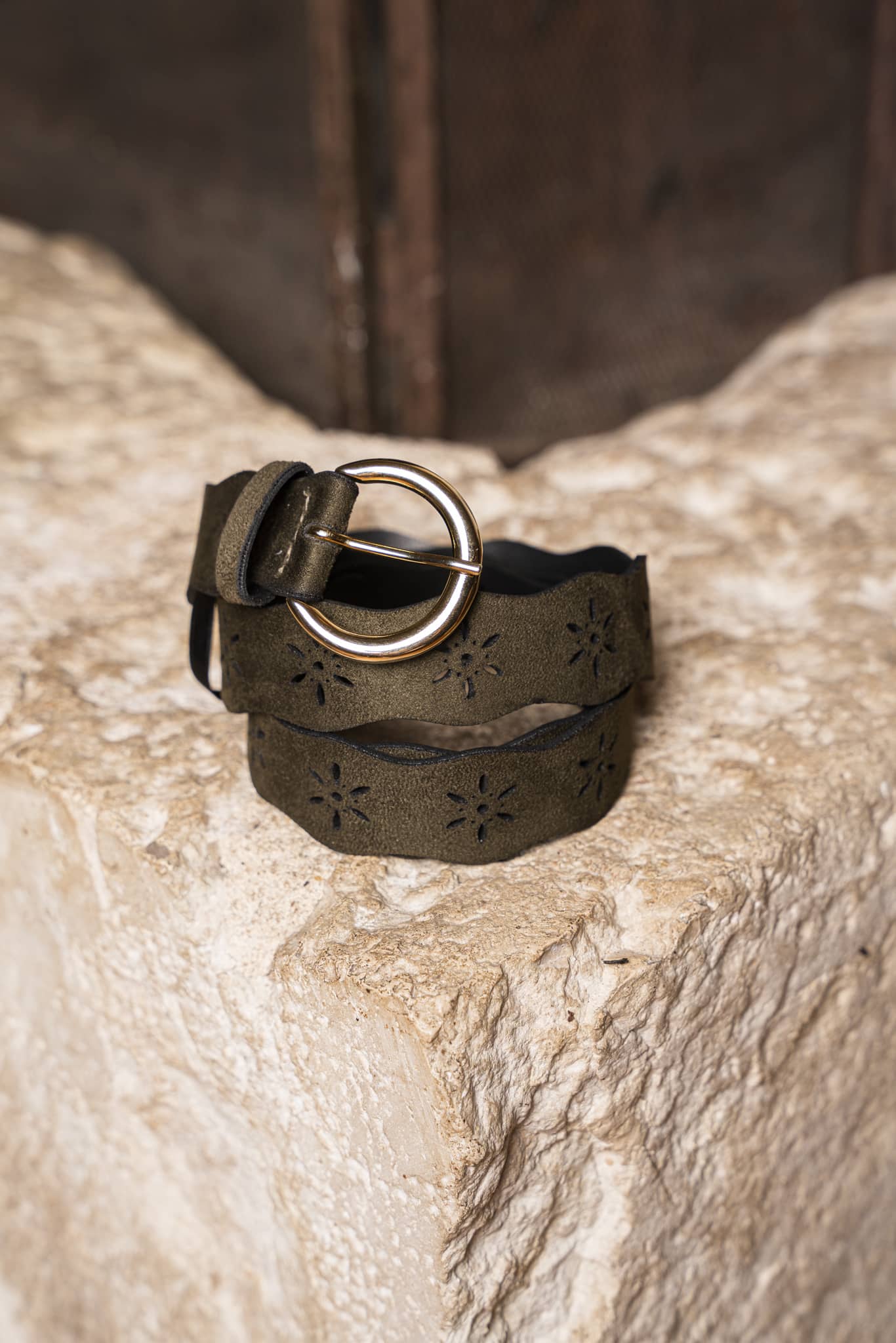 Ceinture vert kaki pour femme vegan écologique Folk Minuit sur Terre