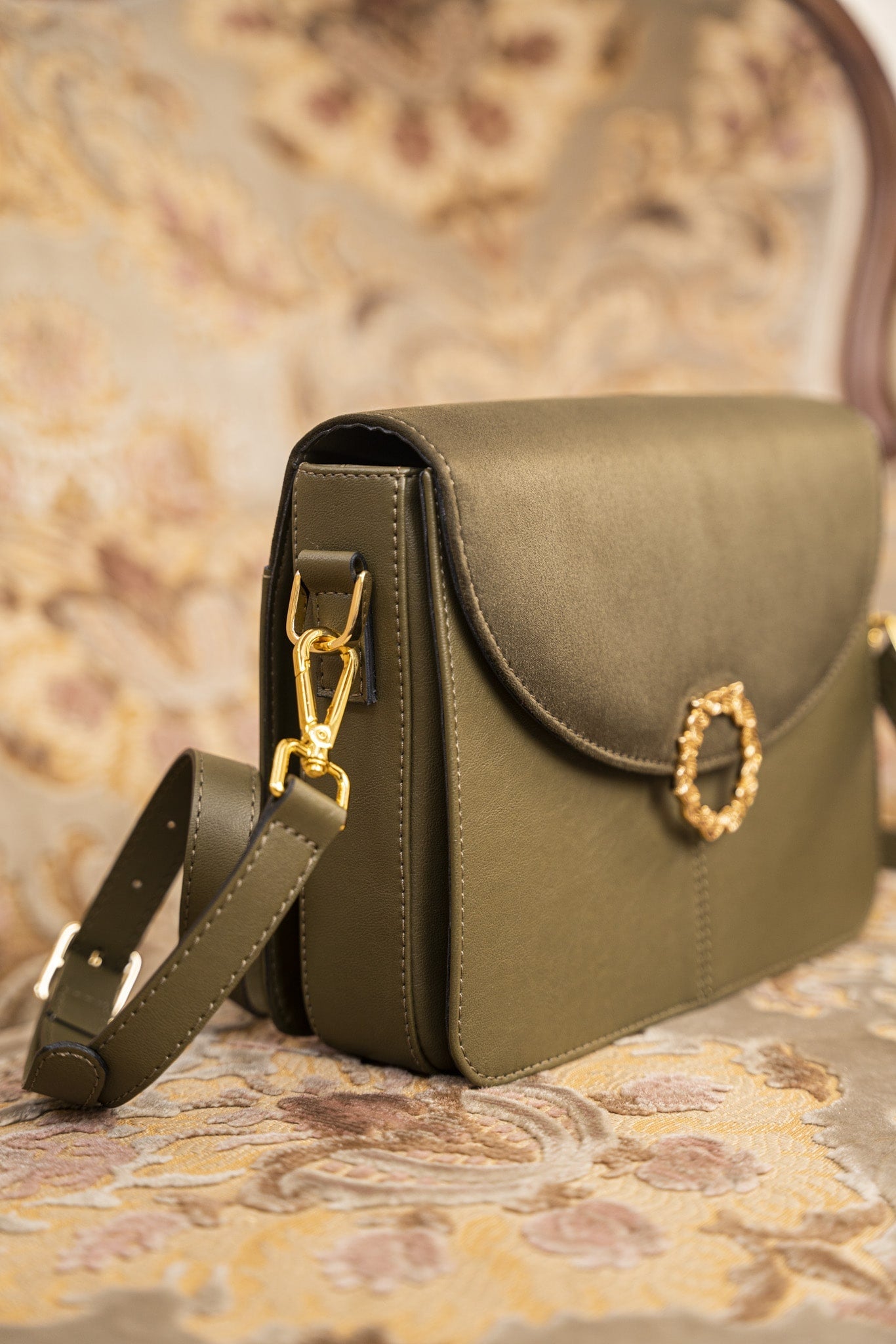 Sac à main vert kaki vegan écoresponsable recyclé pour femme Stellan Minuit sur Terre