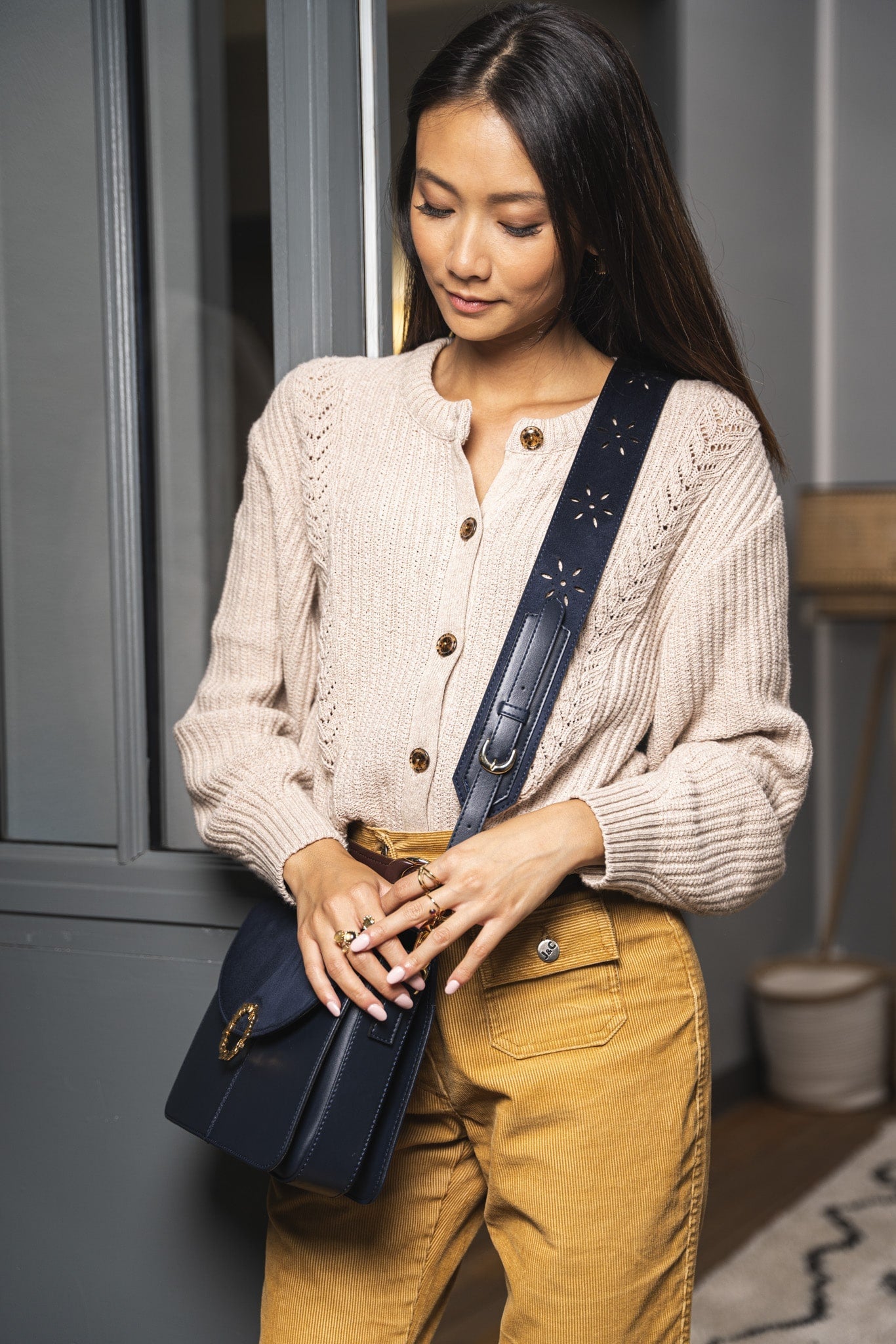 Anse chaîne dorée bleu foncé pour sac à main femme écologique vegan Minuit sur Terre