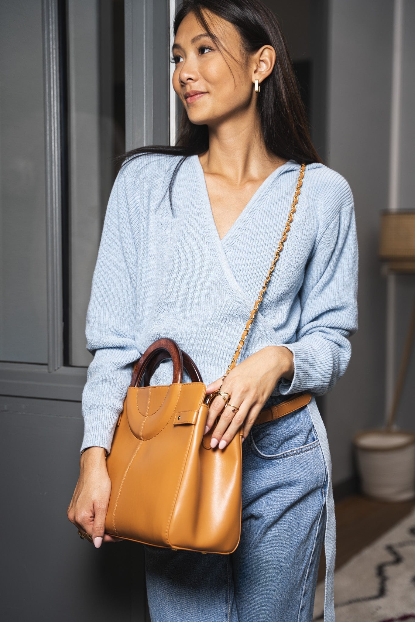 Anse chaîne dorée marron camel pour sac à main femme écologique vegan Minuit sur Terre