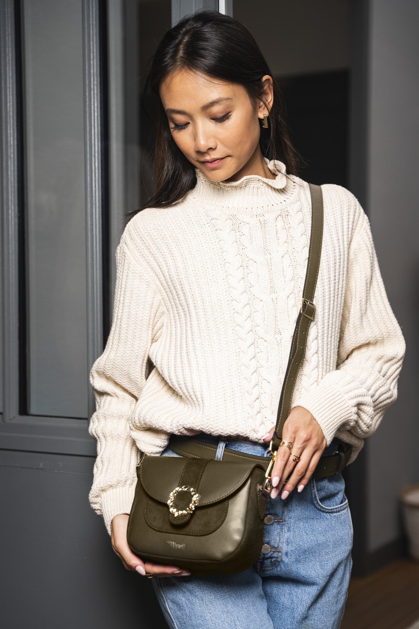 Sac à main vegan vert kaki pour femme écoresponsable recyclé Mira Minuit sur Terre