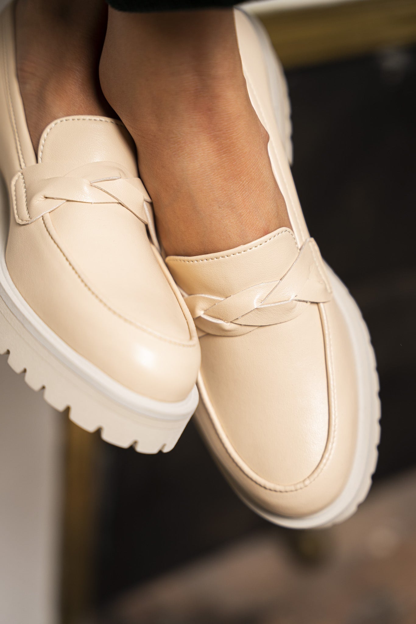 Mocassins vegan beiges crème femme écoresponsables recyclées Minuit sur Terre
