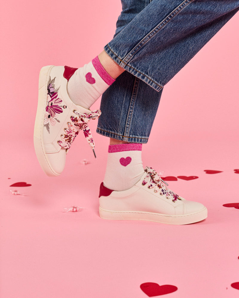 Pink Sequin Heart Socks
